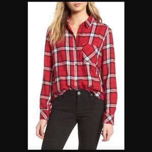 BP Red Plaid Button-Up Shirt (Size Small)